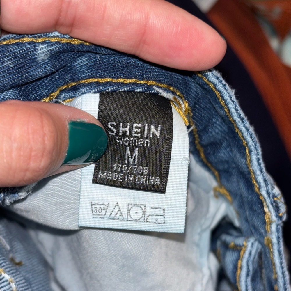 SHEIN Distressed Blue Straight Jeans - Picture 3 of 5